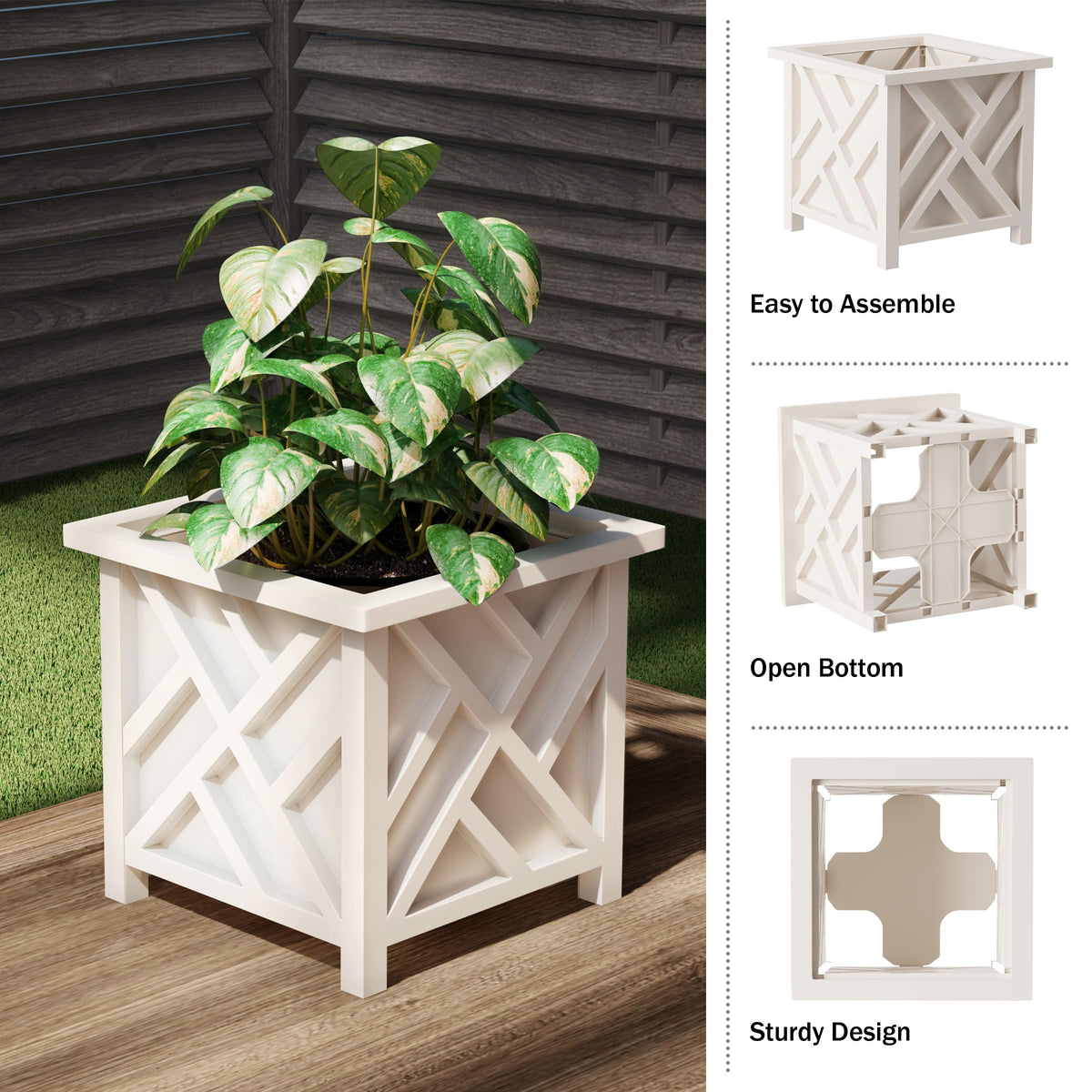 Pure Garden snap together planter box in white for easy setup.