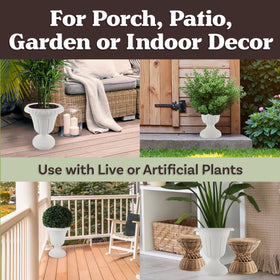 Pure Garden sturdy plastic urn planter, weatherproof for outdoors