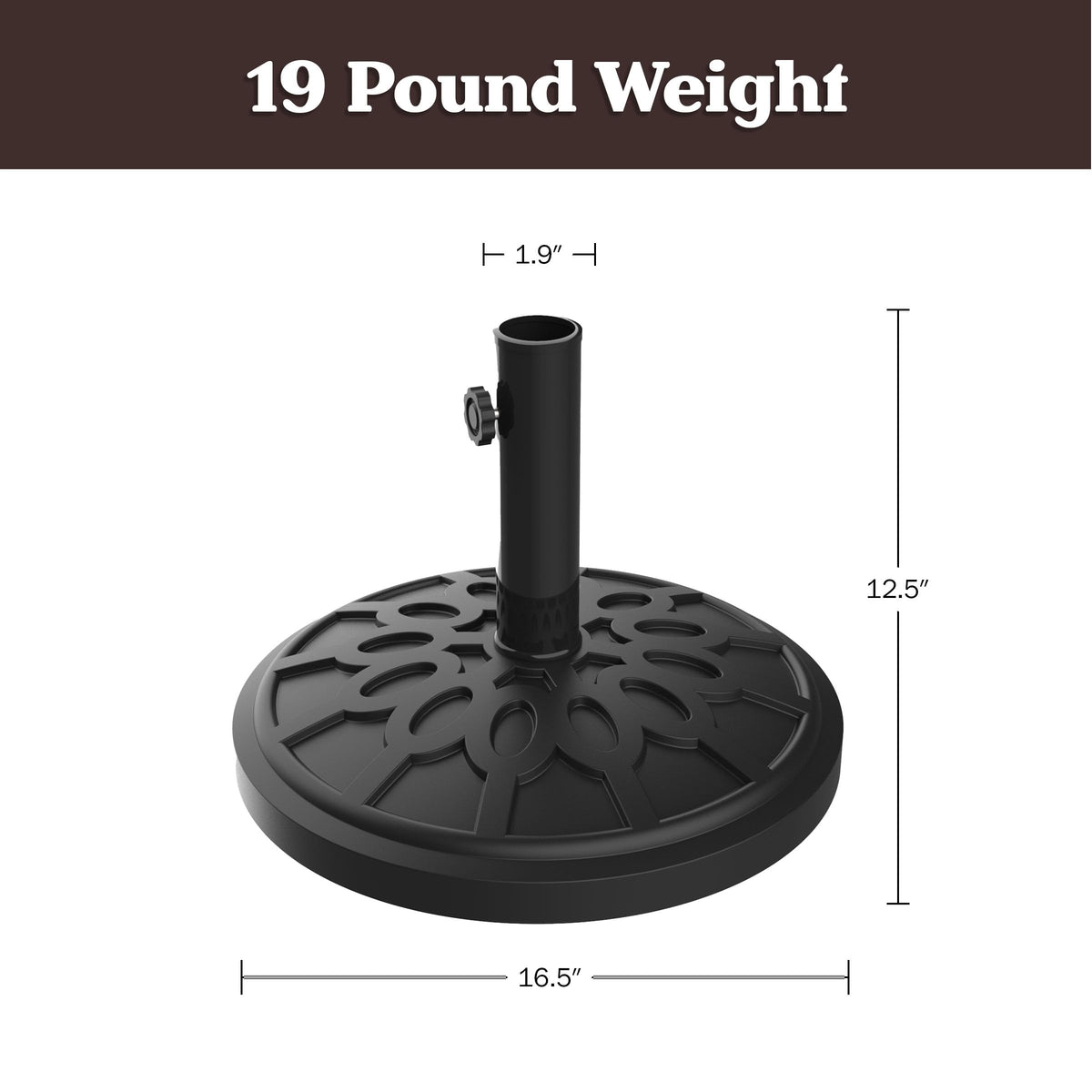 Pure Garden umbrella base from high-density polyethylene delivers durable outdoor support.
