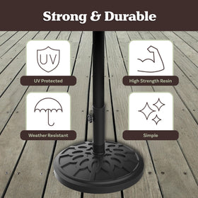 Pure Garden base on a patio table creates calm shade for meals.