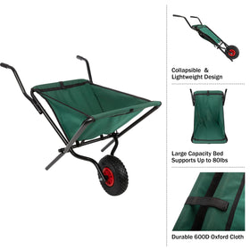 Pure Garden folding wheelbarrow padded handles offer a comfortable grip.