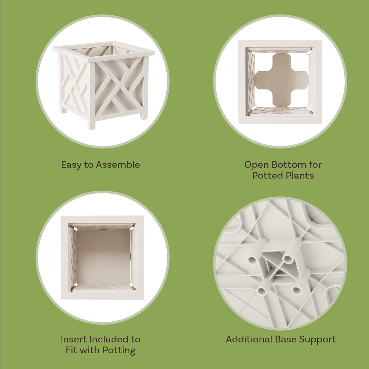 Pure Garden white lattice planters add elegant porch curb appeal.