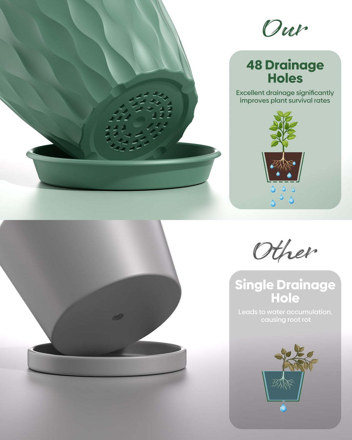 Pure Whimsy minimalist indoor plant pots blend with home or office decor