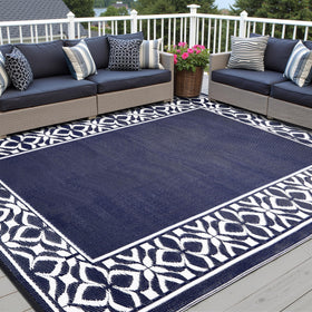PureCozy patio rug supports pets and kids with spill-resistant surface.