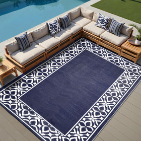 PureCozy outdoor rug with UV coating resists fading under sun exposure.