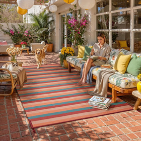 PureCozy rug with waterproof weave resists moisture for deck or porch