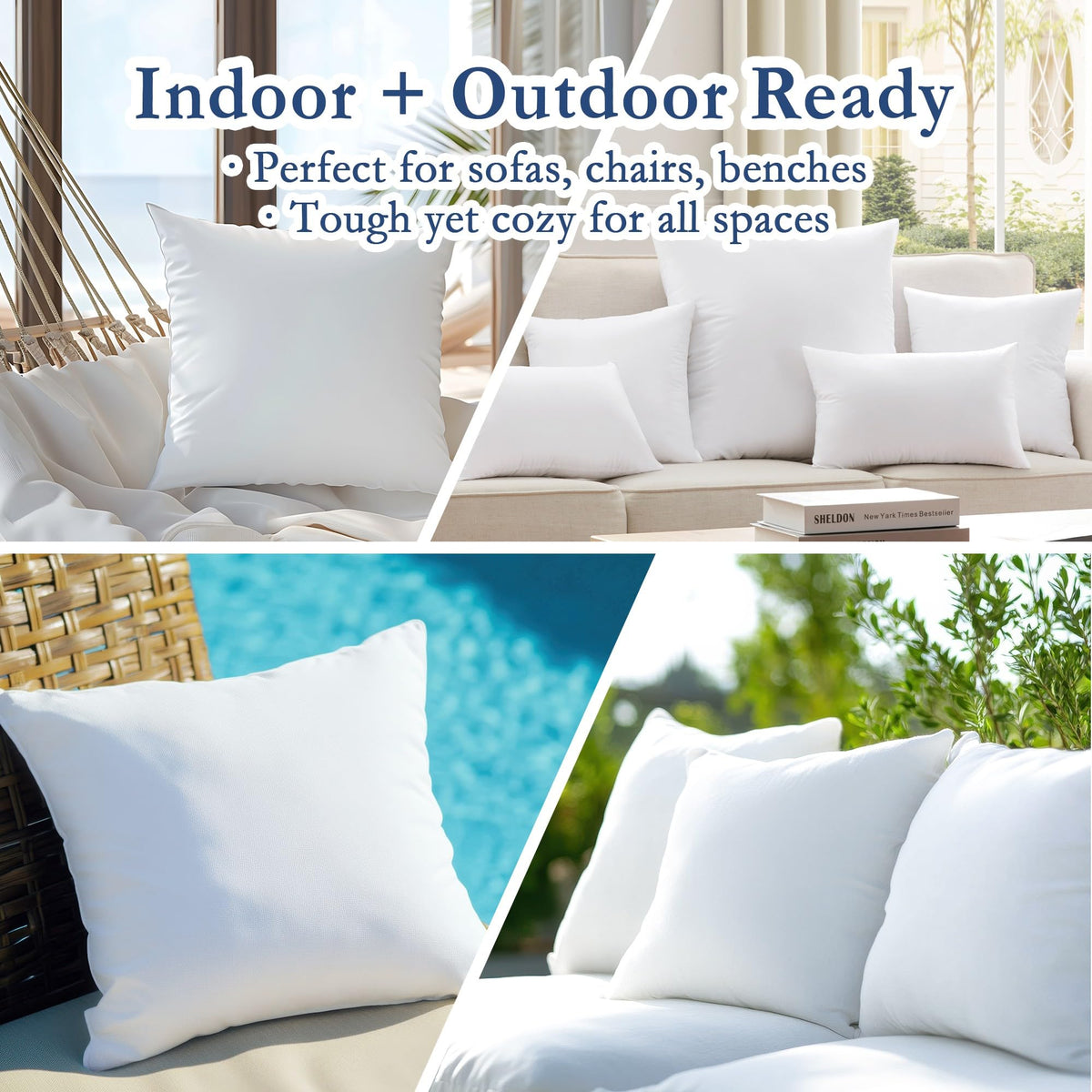 puredown outdoor pillow insert set of two for patio seating