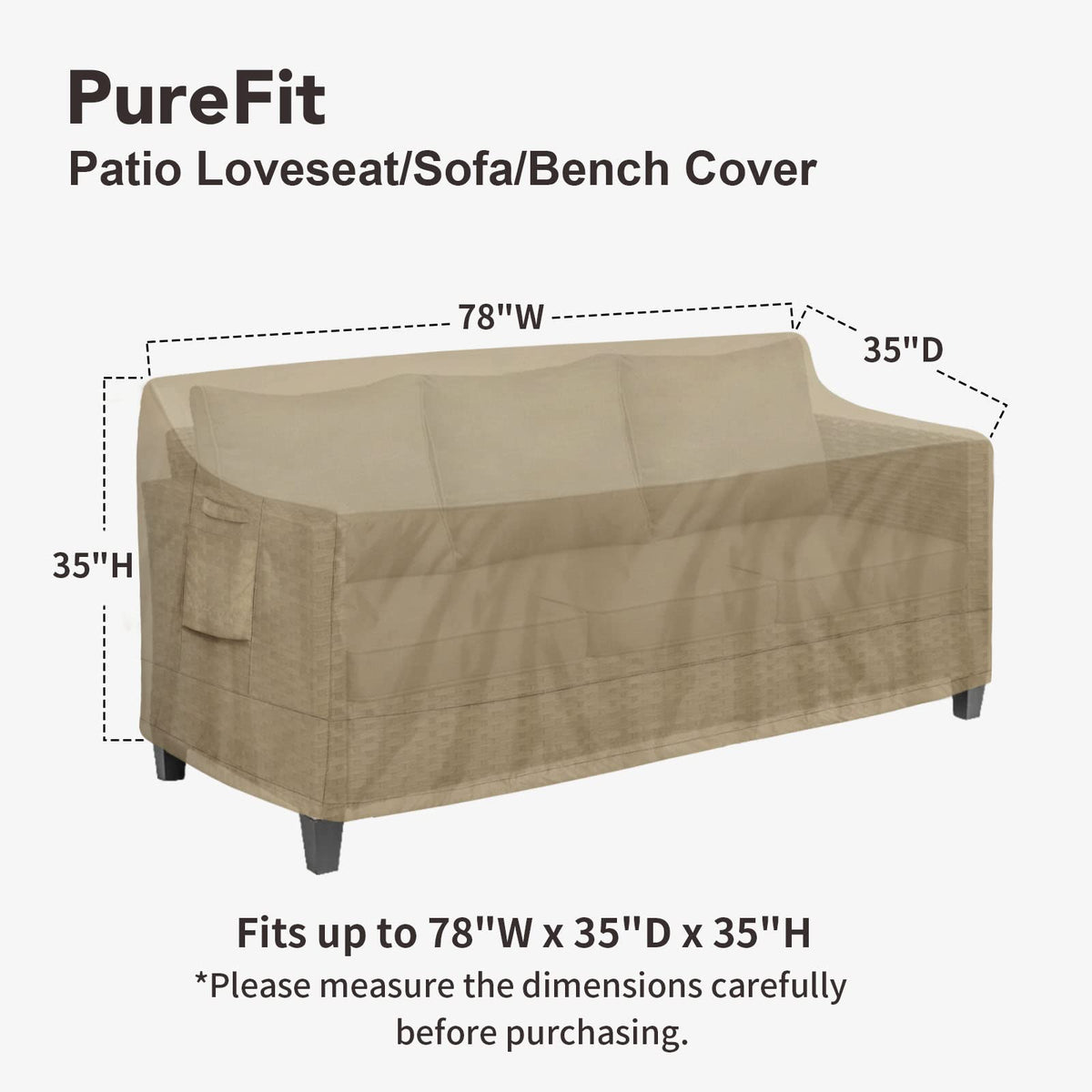 PureFit camel cover showing air vent to reduce condensation and keep seating dry