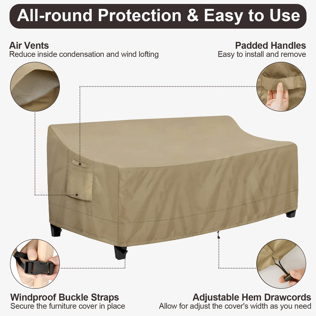 PureFit seam tape design prevents leaks at the seams on the camel cover