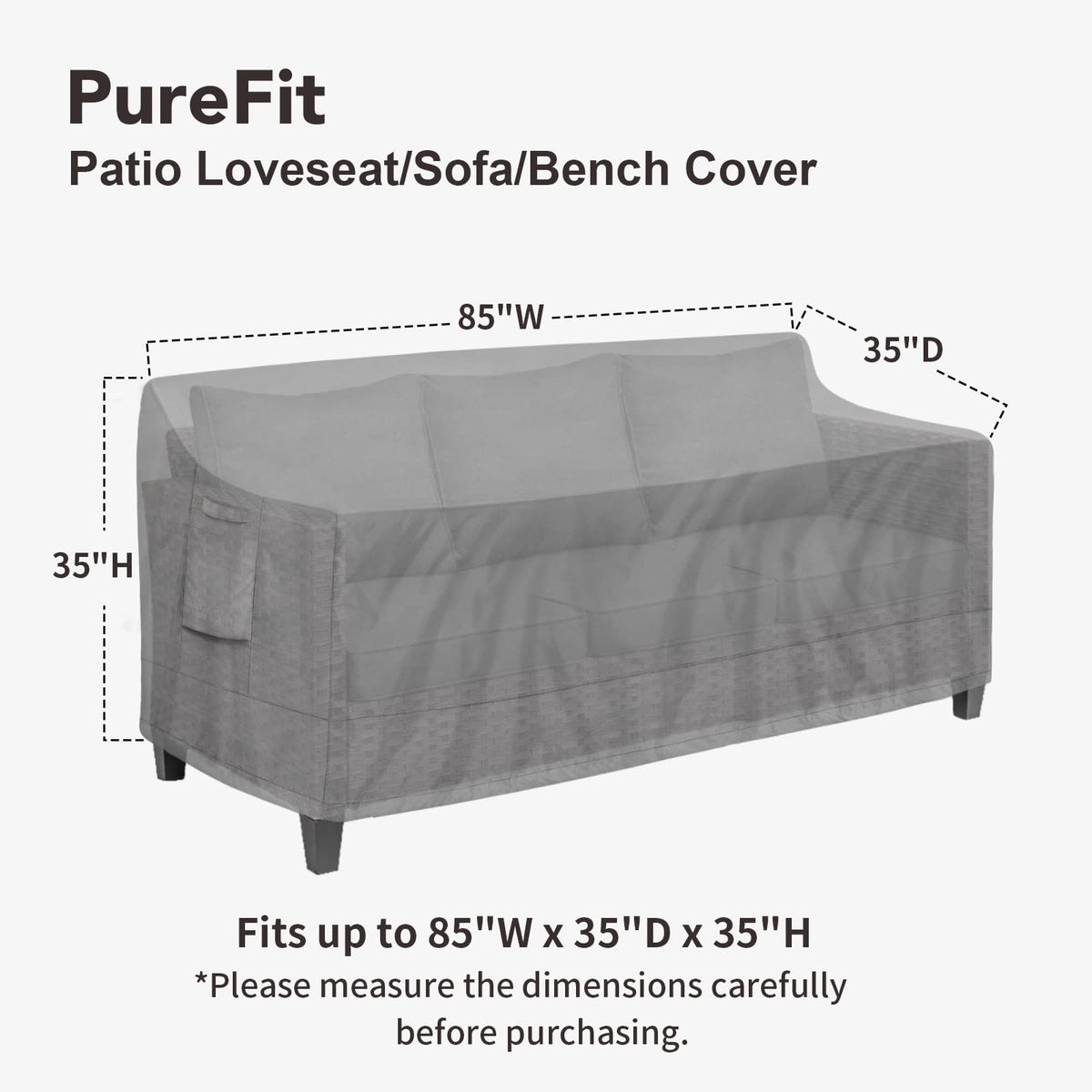 PureFit outdoor couch cover air vent design promotes airflow