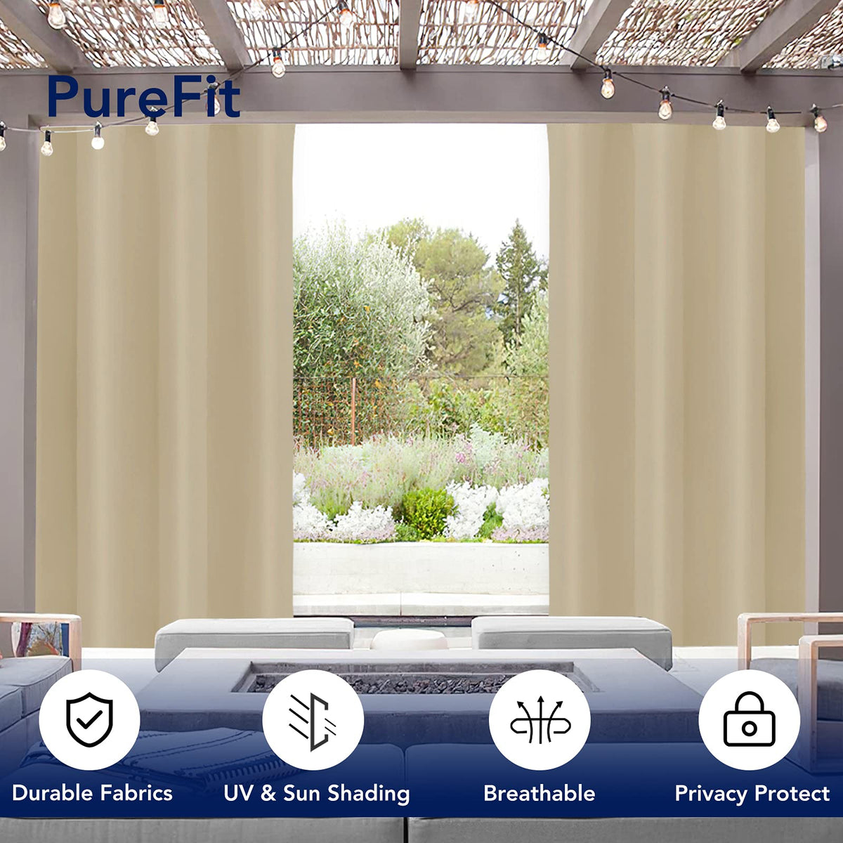 PureFit gazebo curtains remain weatherproof, preserving view while easing wind penetration.
