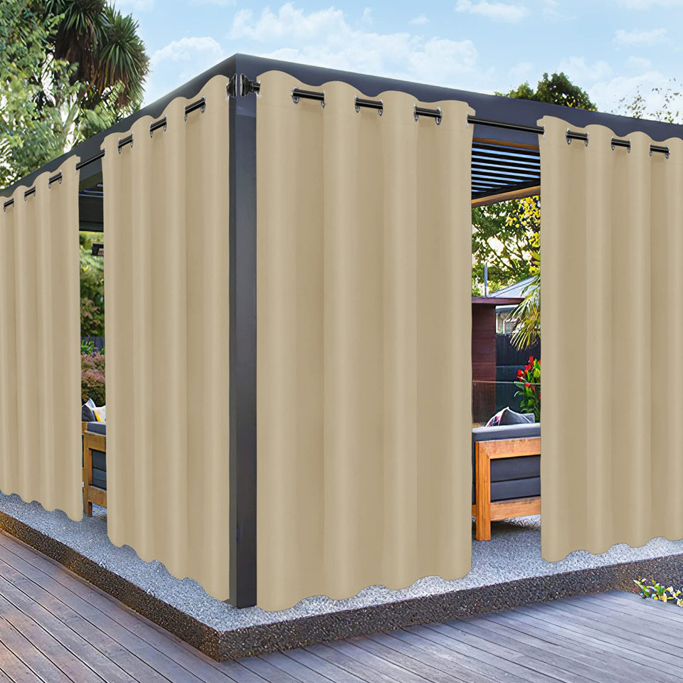 PureFit outdoor curtains for patio-waterproof design shield sun while preserving airflow.