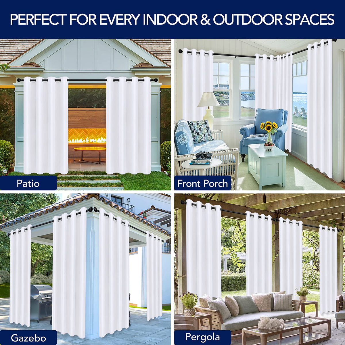 PureFit curtain installed on gazebo provides private, comfortable outdoor area.