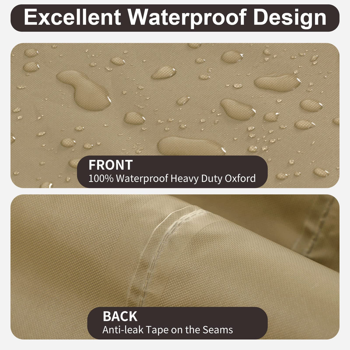 Elastic hem and bottom buckles keep cover in place during gusts.
