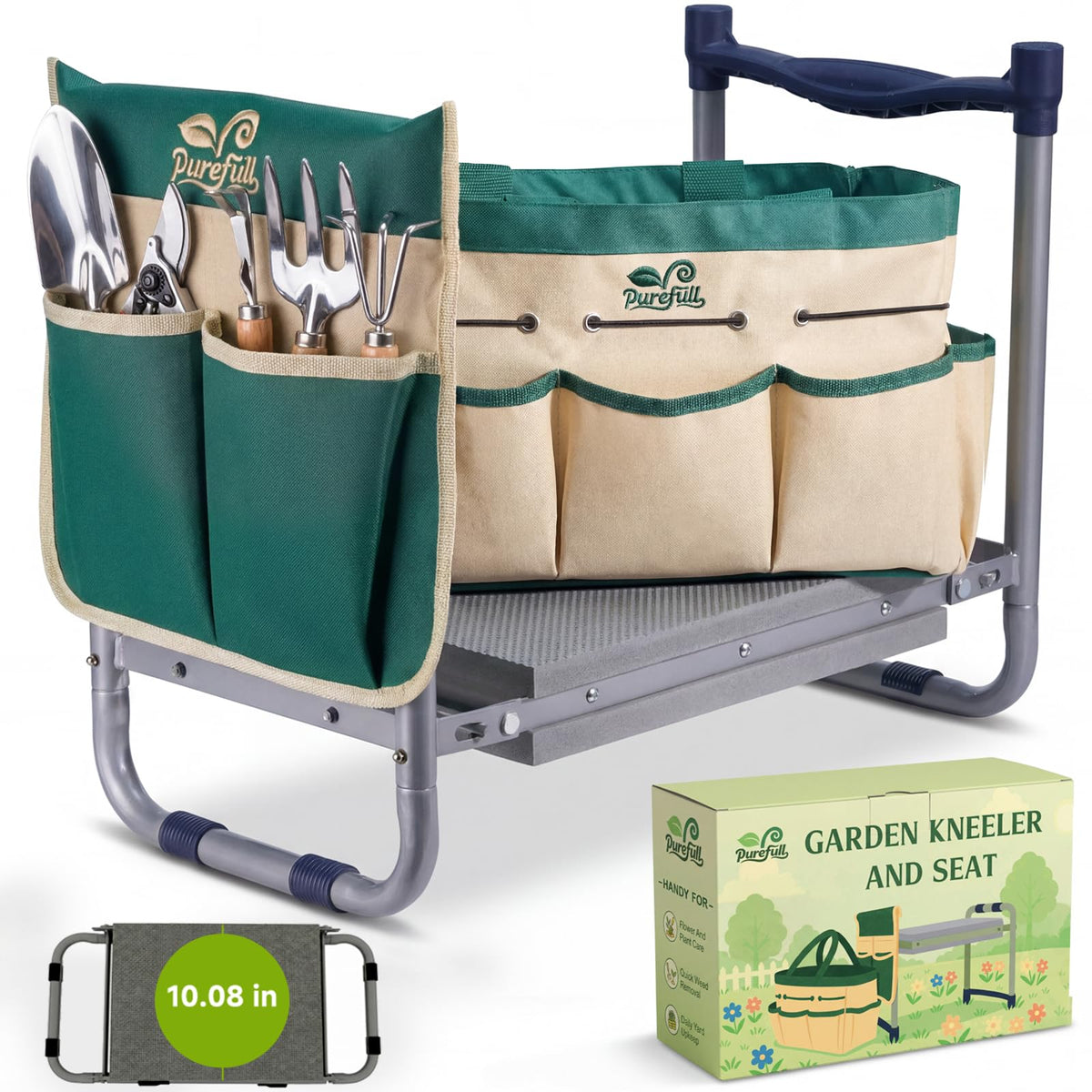 PUREFULL 2-in-1 kneeler-seat folded for easy storage and transport