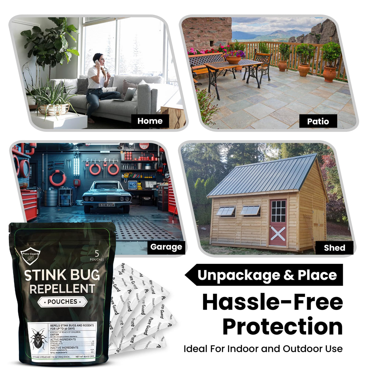 Pure Guard Stink Bug Defense 5-pack, keeps spaces protected.