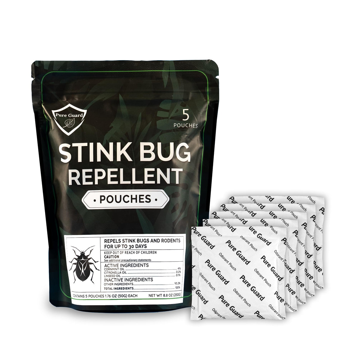 Pure Guard Stink Bug Defense pouch at entryway, fresh scent, simple protection.