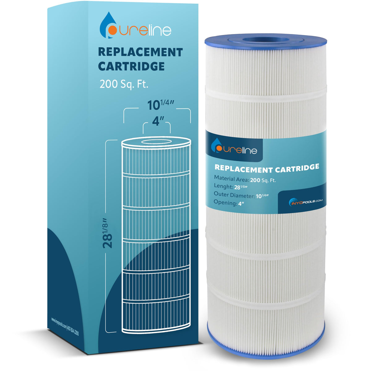 PureLine pool replacement cartridge for 200 sq ft systems enhances clarity.