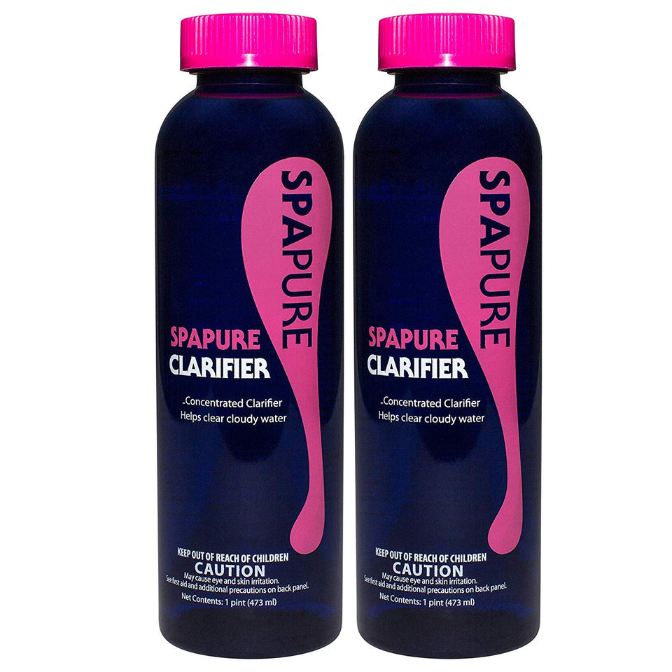 PureSpa SpaPure Clarifier 16oz bottle pour improves filtration and water clarity