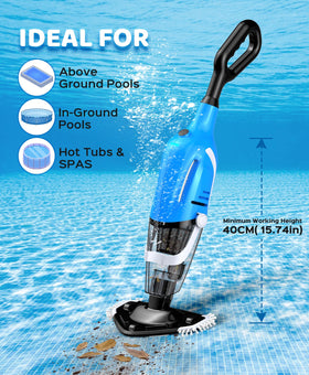 PureSwirlz pool vacuum depth-reach-1to10ft adapts to shallow and deep areas.