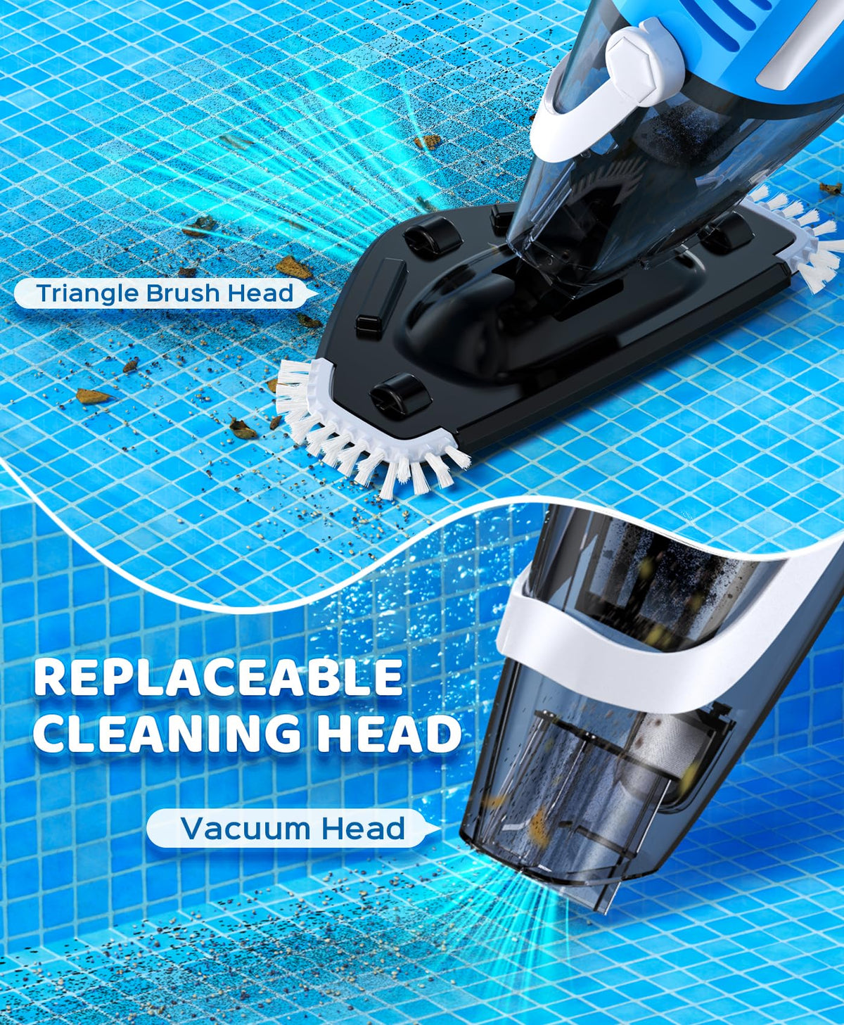 PureSwirlz pool vacuum ladder-steps-clean hugs curves for thorough cleaning.