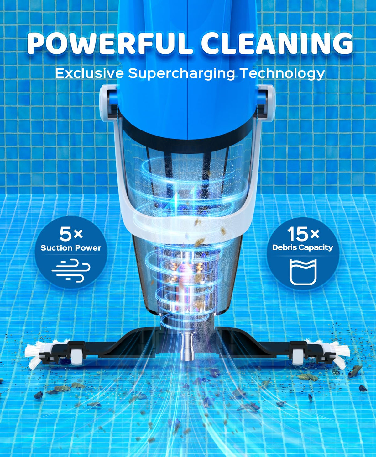 PureSwirlz pool vacuum suction-nozzle-detail cleans corners and along steps.