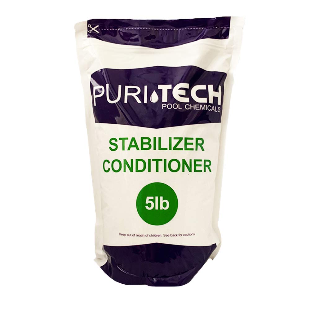 Puri Tech Pool Stabilizer in resealable bag for easy storage.