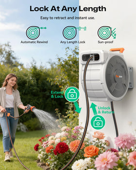 Puritron 3-layer hose resists leaks for steady watering.