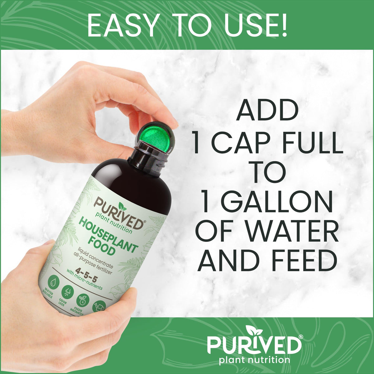 Purived indoor-houseplants feeding with easy, visible results.