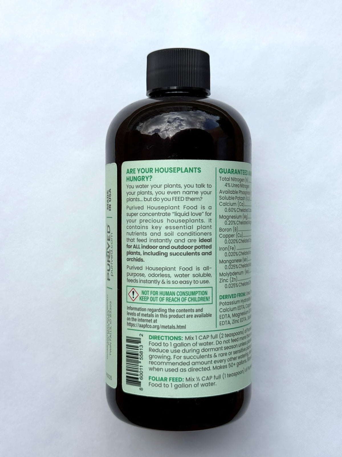 Purived made-in-USA label assures quality and domestic production.