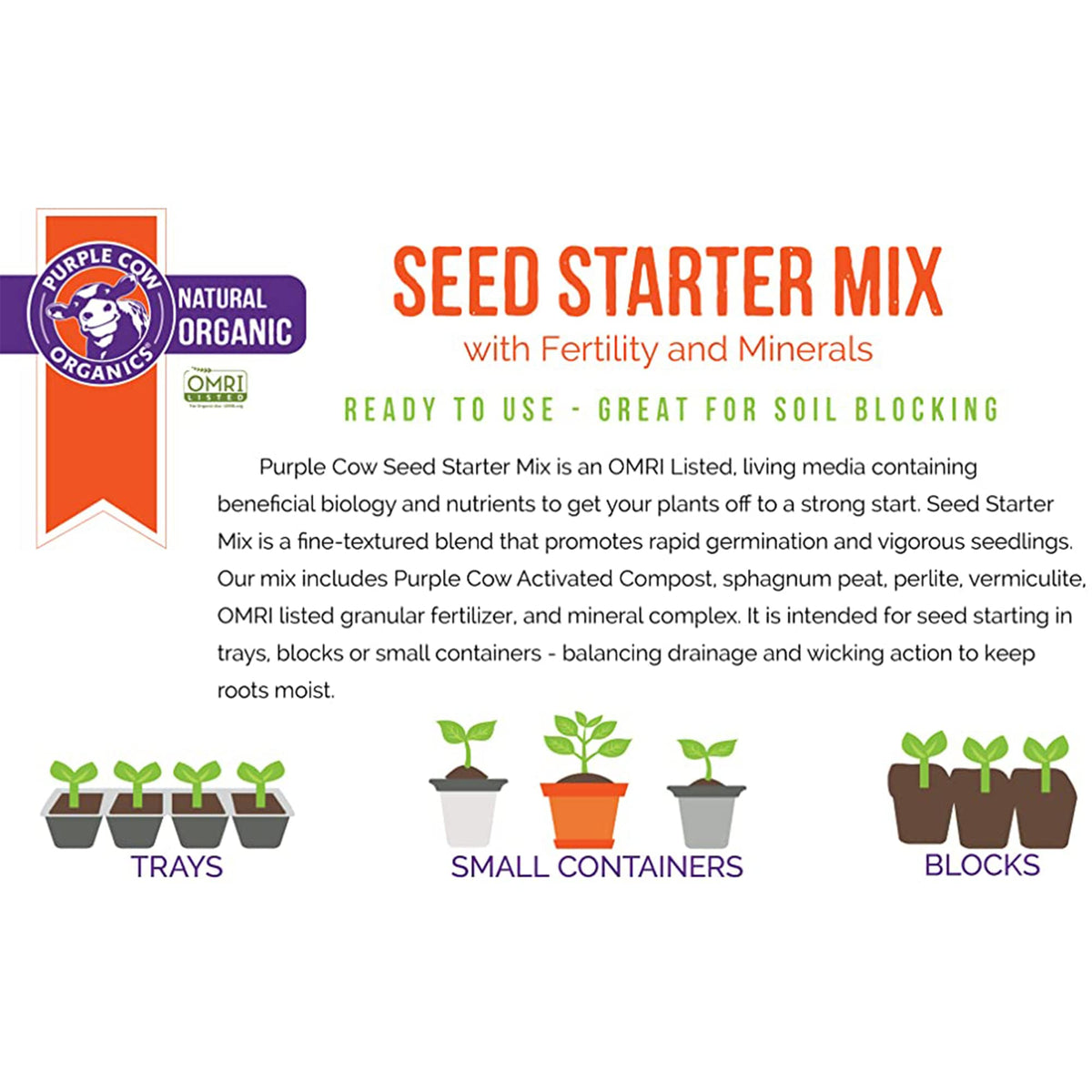 Purple Cow Organics Seed Starting-Trays setup demonstrates versatile use