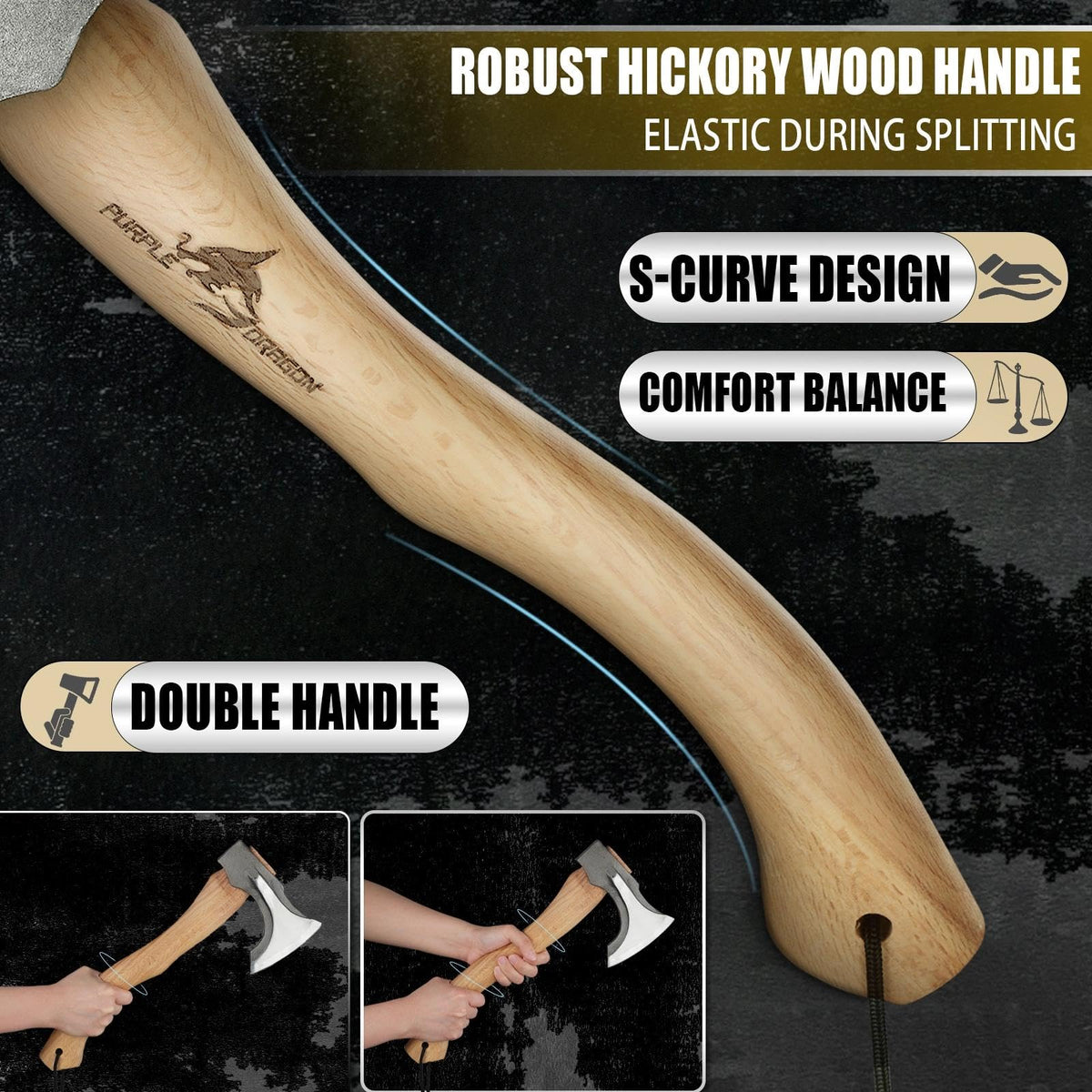 Purple Dragon hand-stitched leather holster keeps the axe safely stored