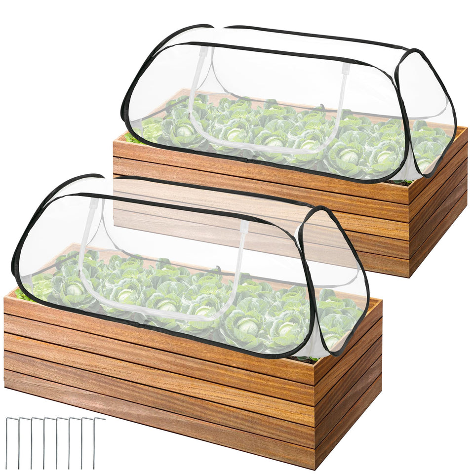 PURPLE STAR 1N garden row cover set shown in pop-up setup for seedlings protection.