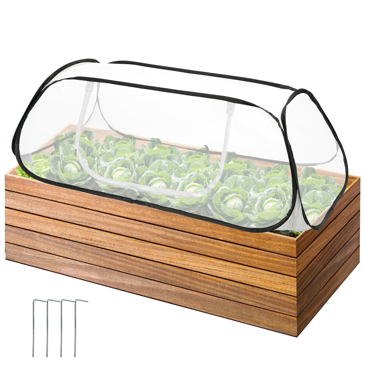 PURPLE STAR 1N pop-up garden cover shields seedlings from pests while letting light.