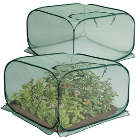 Purple Star 1N pop-up mesh plant cover front view protects plants while maximizing sunlight