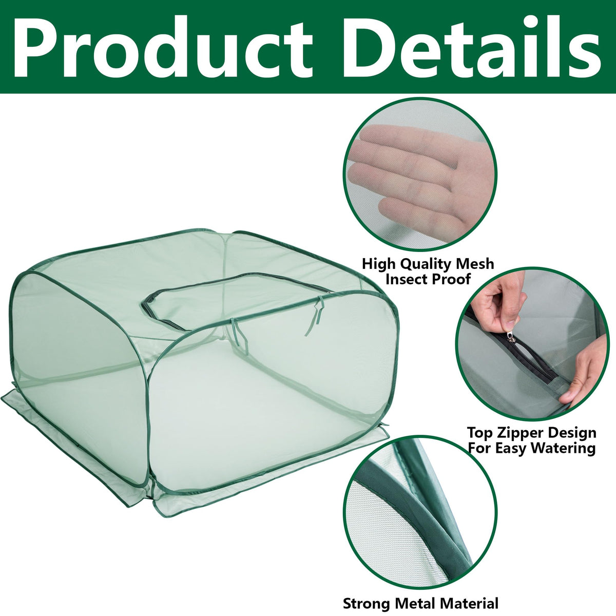 Purple Star 1N cover with eight ground stakes secures garden setup