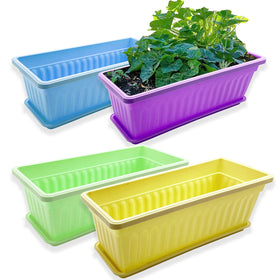 PURPLE STAR 1N rectangle window planter 4-pack; durable and space-saving for balconies.
