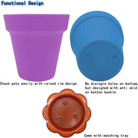 Purple Star 1N small plant pots with trays for mess-free moving.