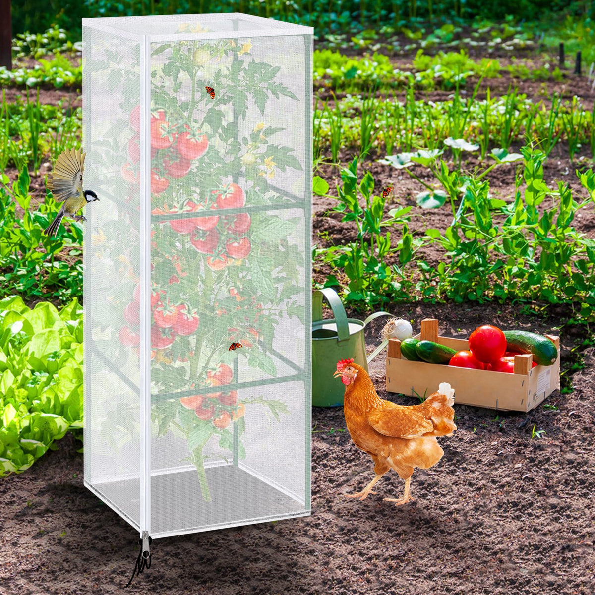 Purple Star 1N square tomato cage compatibility with netting