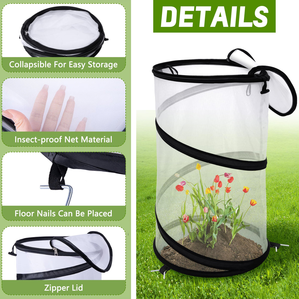 PURPLE STAR 1N net cover with zipper for easy watering and access