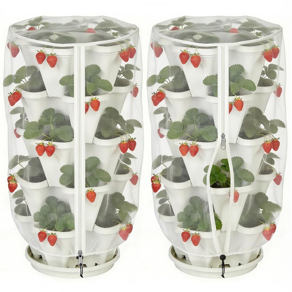 Purple Star 1N vertical pot netting with zipper protects plants while watering