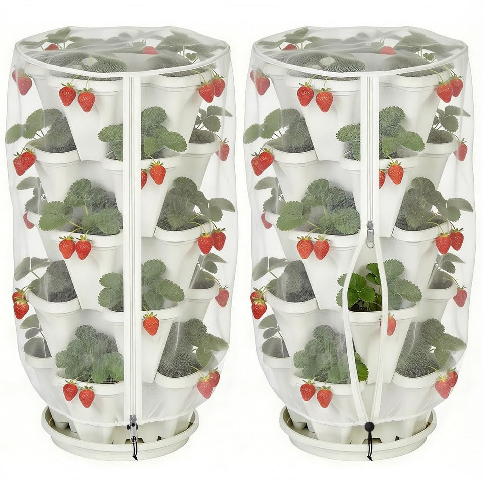 Purple Star 1N vertical pot netting with zipper protects plants while watering