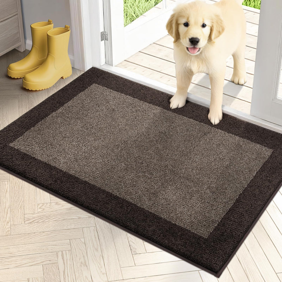 Purrrugs Dirt Trapping Door Mat front view shows a low-profile edge for smooth door clearance.