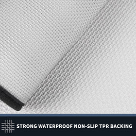 PURRUGS low-profile door mat with reinforced edges fits under doors.