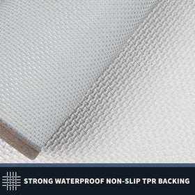 PURRUGS dirt trapping mat with non-slip back stays in place on smooth floors