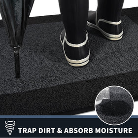 PURRUGS Non-slip door mat with reinforced edges helps prevent slips and falls.