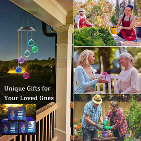Purtuemy Solar Wind Chime porch hanging decor with shimmering discs adds festive curb appeal.