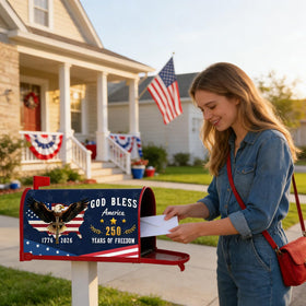 Pusfyeoh American flag outdoor decor on a 21x18 mailbox.