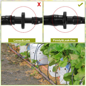 Pushglossy 1/8 to 1/4 inch irrigation fitting demonstrates tool-free install