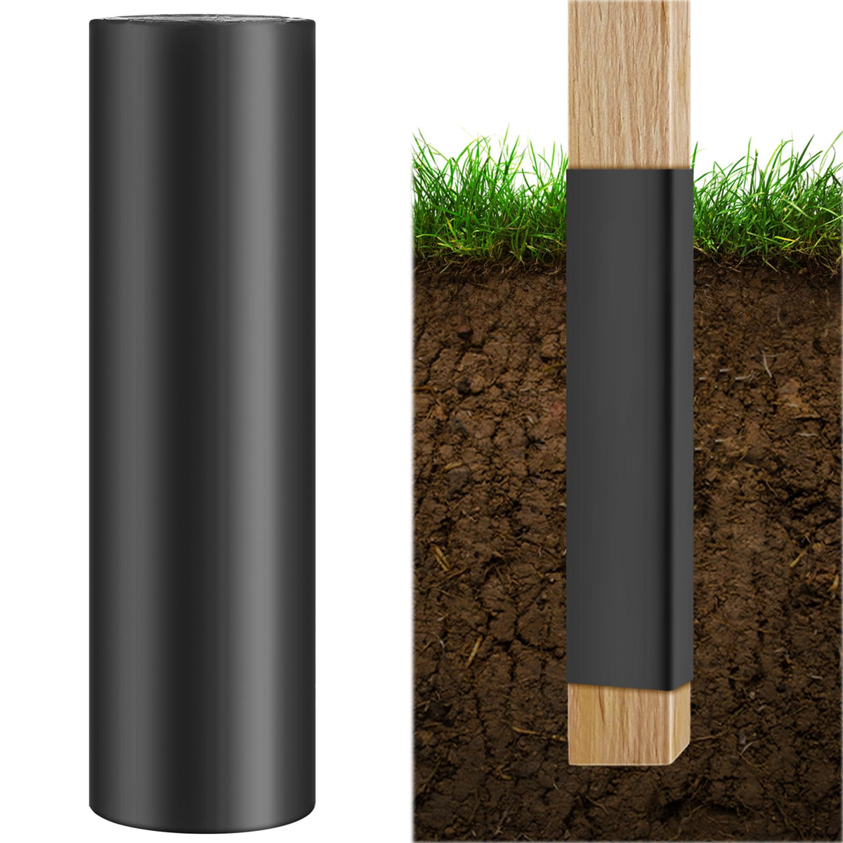 Pushglossy fence post protector roll shielding wooden posts from moisture